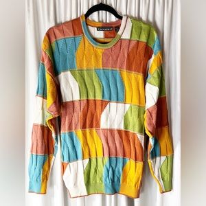 Vintage Rare Coogi Tundra Multicolor Crewneck Canada Sweater 100% Mercerize